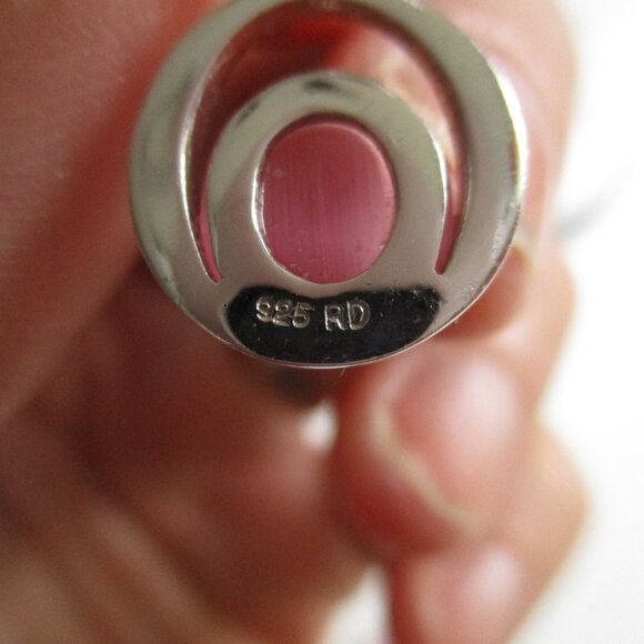 Solid Silver Sterling and Pink Quartz Drop Earrings and Pendant - Picture 9 of 11